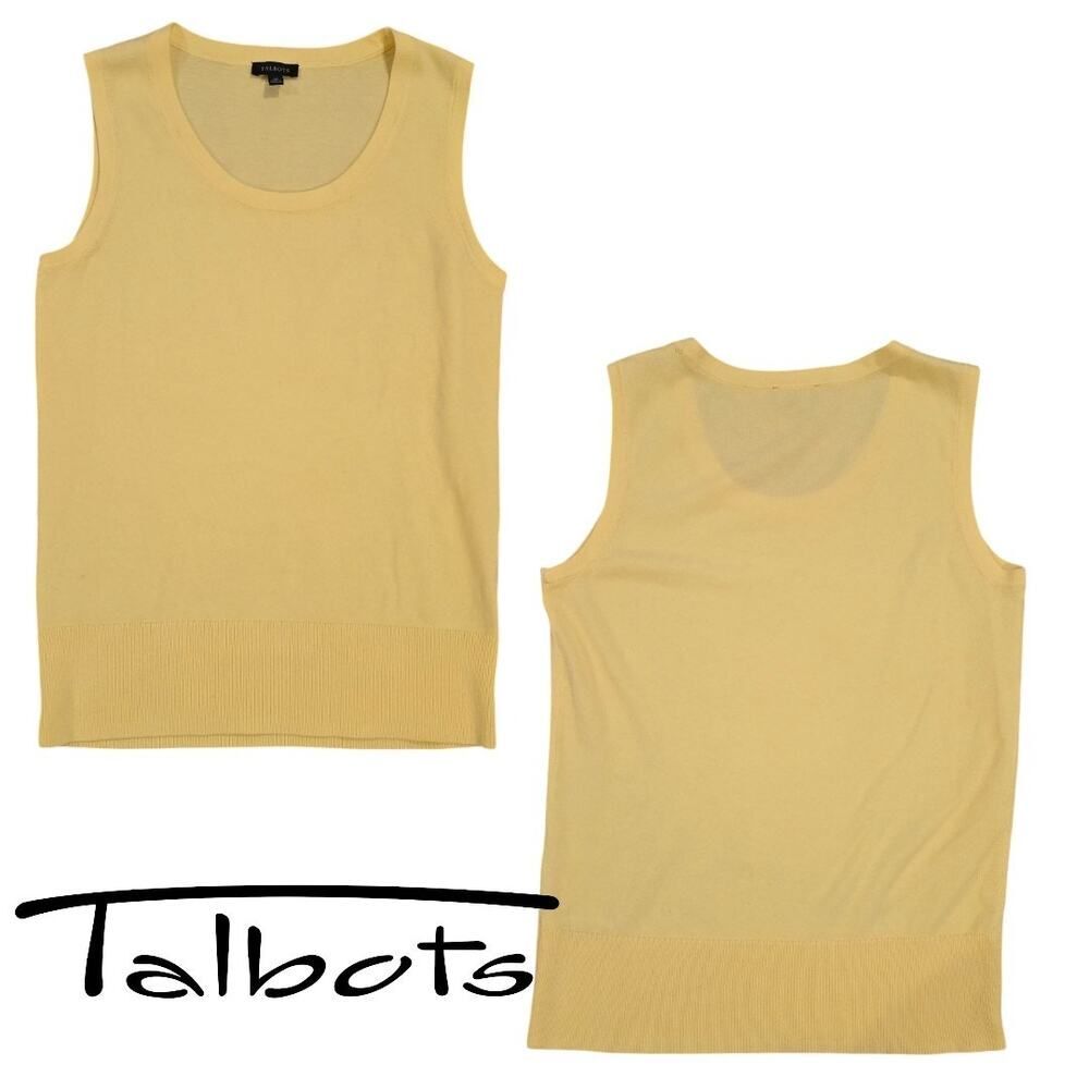 Talbots Yellow Sleeveless Sweater XS Cotton Knit Lightweight Pullover